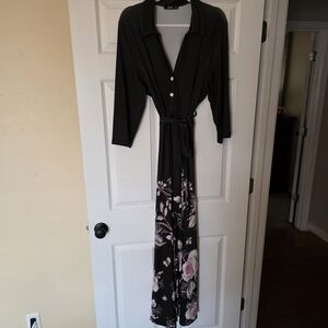 Lily Black and Pink Floral Maxi Dress